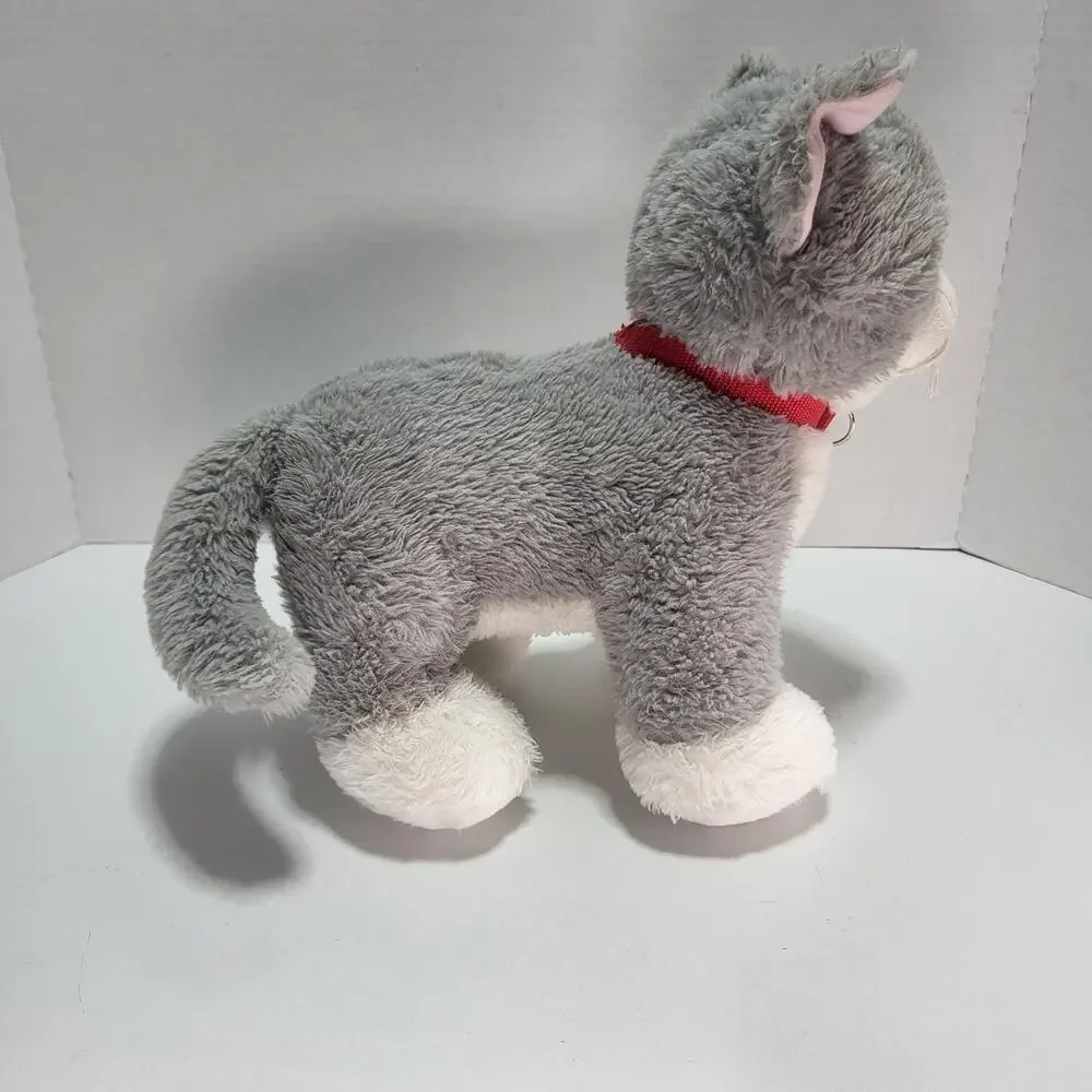 Build A Bear Promise Pets Gray White‎ Kitty Cat Plush Red Collar Green Eyes